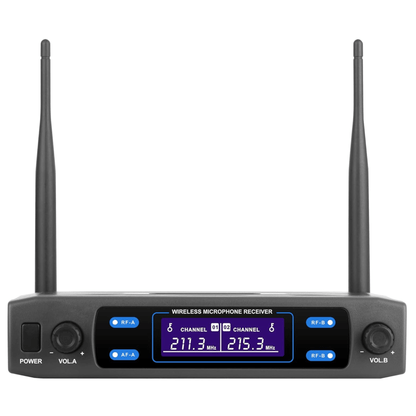 Supersonic VHF Dual Fixed Channel Professional Wireless Microphone with Carry Case