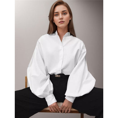 Casual and Stylish Loose Lantern Sleeve Shirt with Unique Design