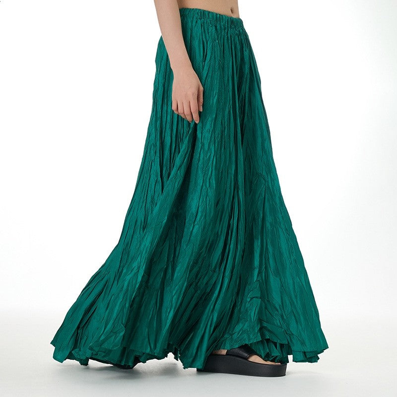Solid Color Draped Ruched Skirt