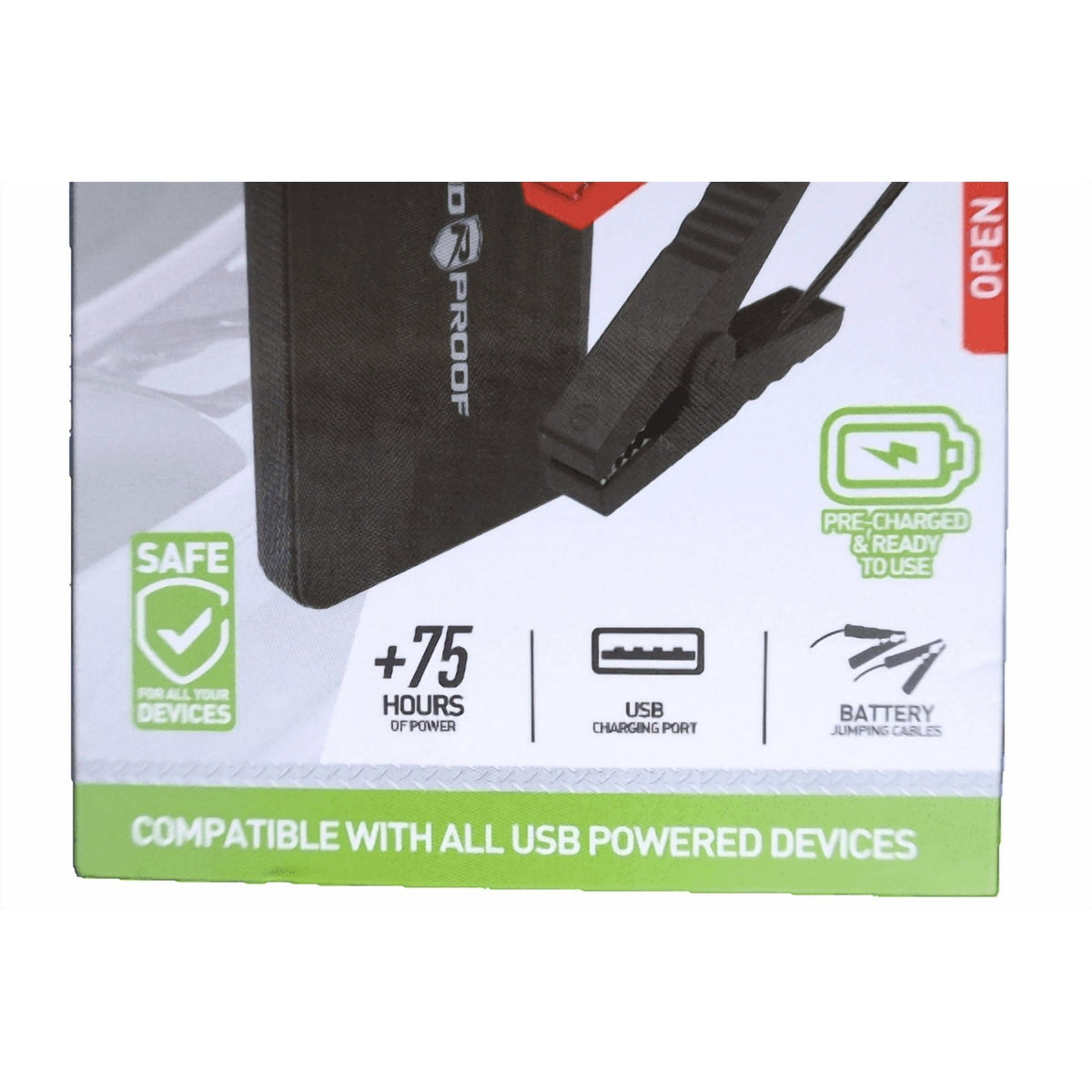 6,000mAh Portable Jumpstarter w/USB Battery Charger