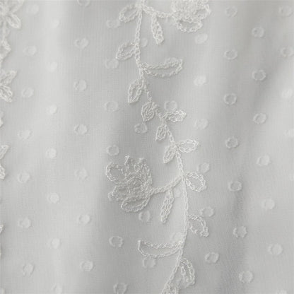 Open-Front Jacquard Perspective Sleep Dress with Five-Point Sleeves