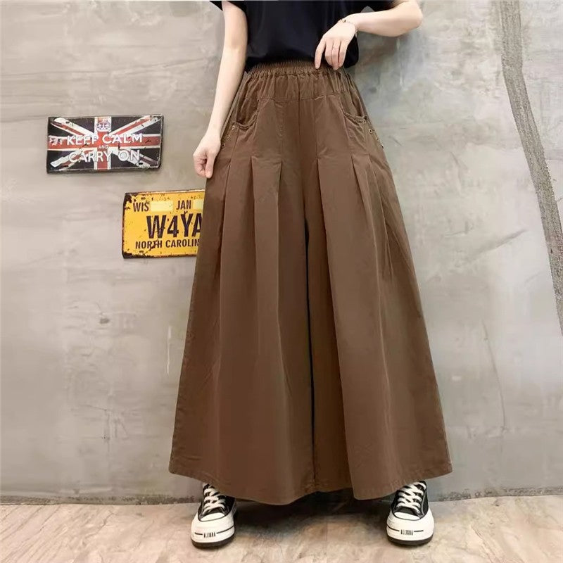 Loose High Waist Straight-Leg Pants In Solid Color