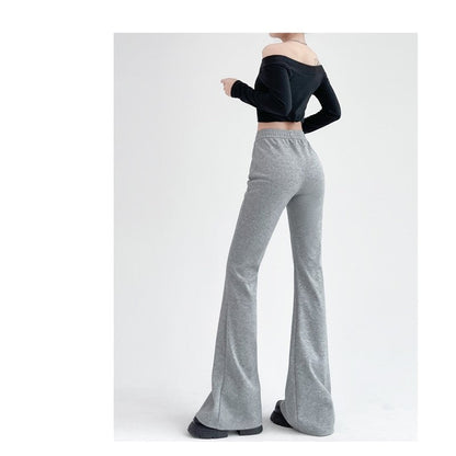 Flared Sports Pants with Elastic Waistband in Solid Color
