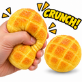 Crunchy Squishies Pineapple Bun Squeeze Toy 2-Pack – Crispy Crunch Sound Stress Balls | ASMR Sensory Fidget Toys for Adults & Kids | Realistic Bolo Bao Bread Squishies