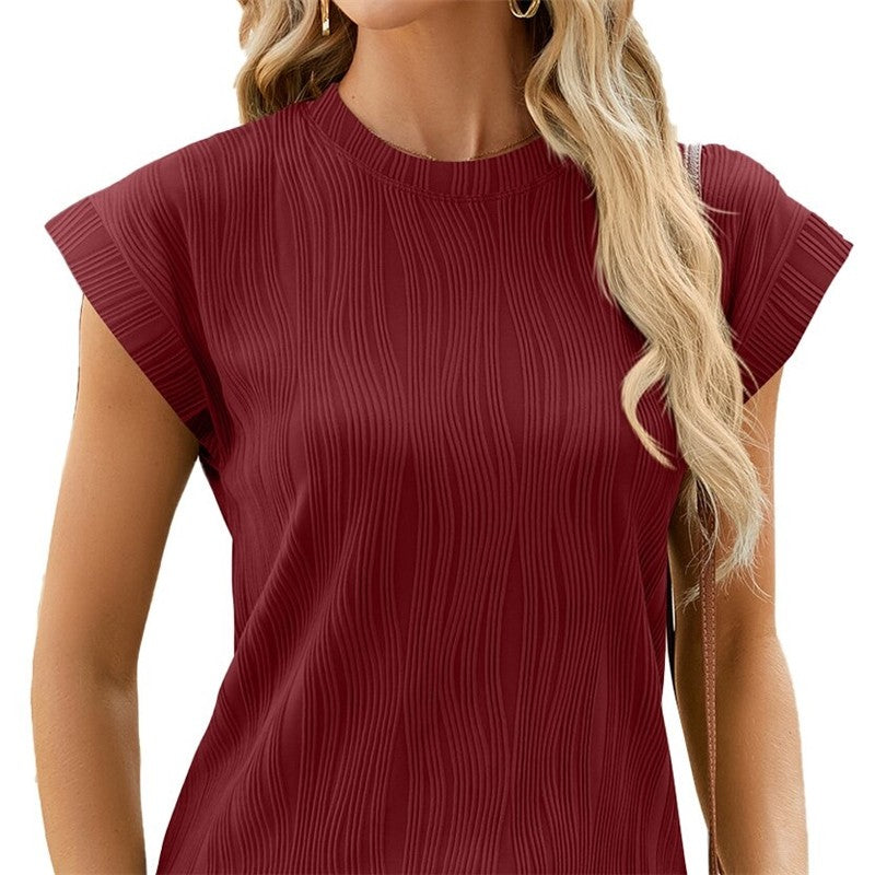 Relaxed Fit Solid Round Neck Short Sleeve Tee