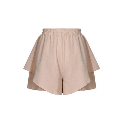 Stylish High-Waisted Layered Solid Color Shorts