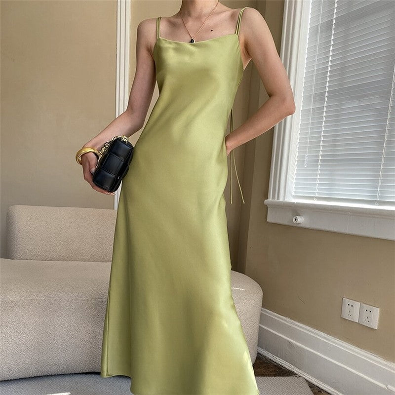 Strappy Satin Slip Dress with a Luxurious Sheen