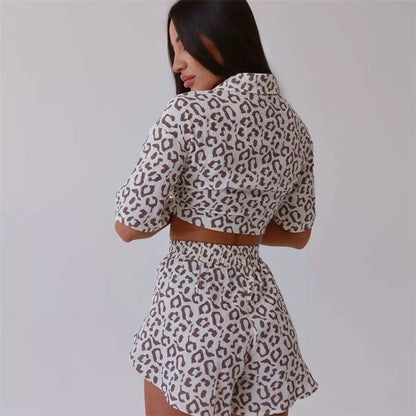 Floral Print Short Sleeve Shorts Pajama Set