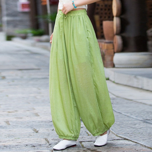 Solid Color High Waist Lantern Pants