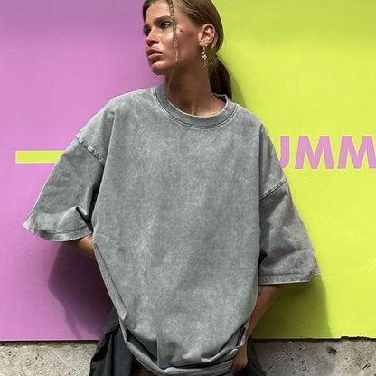 Distressed Casual Loose Fit Crewneck T-Shirt
