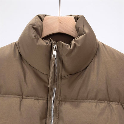 Solid Color Stand Collar Short Cotton Vest