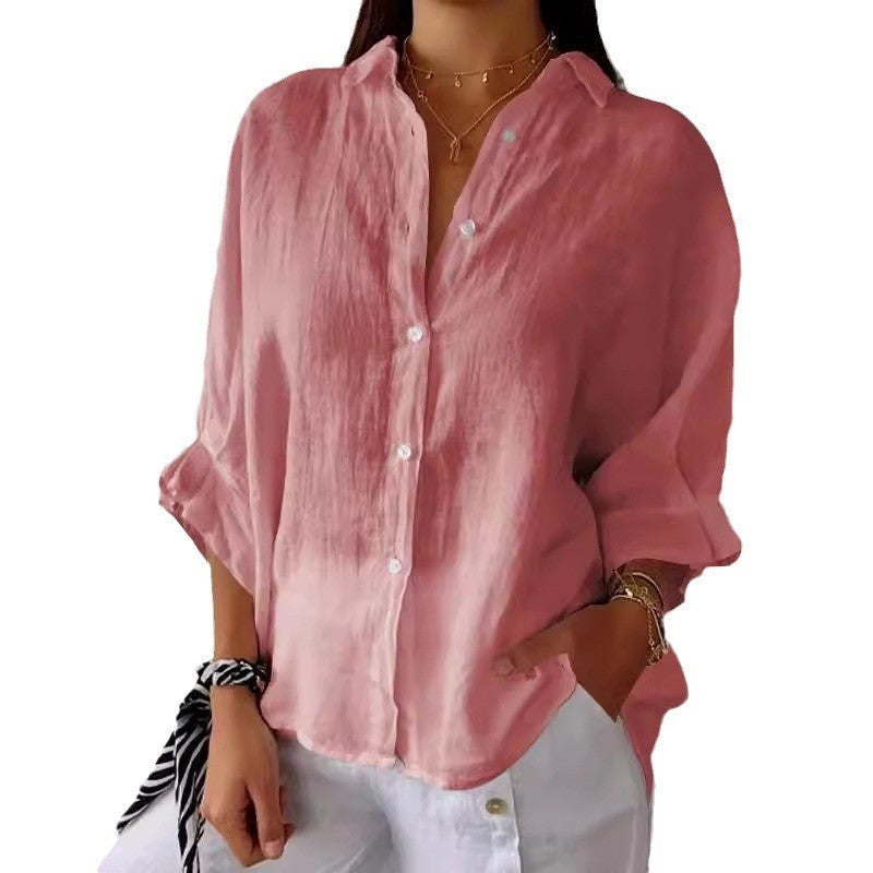 Relaxed Fit Solid Color Back Strap Blouse