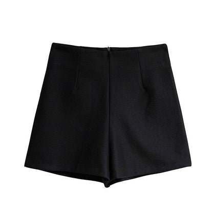 High-Waisted Solid Color Casual Shorts