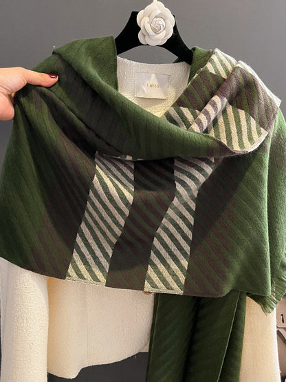 Urban Imitated Cashmere Stripped Warm Shawl&Scarf