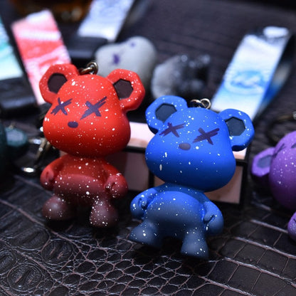 Chic Ombre Cartoon Bear Keychain Pendant Accessory
