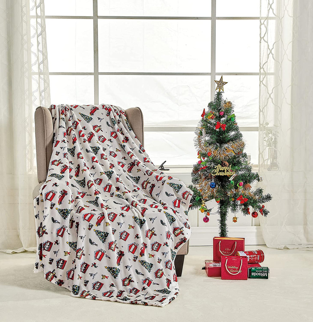 Decor&More Happy Holidays Microplush Throw Blanket (50“ x 60“) - Christmas Time
