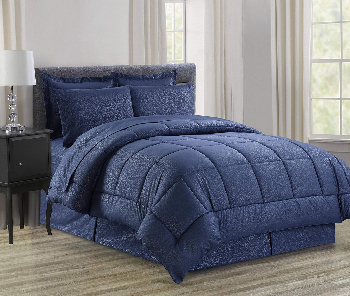 Decor&More Home Essentials 8 Piece Embossed Vine Bed in a Bag
