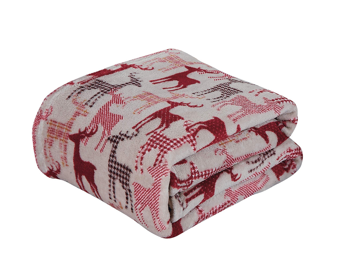 Decor&More Festive Holiday Microplush Throw Blanket (50" x 60") - Reindeer Silhouette