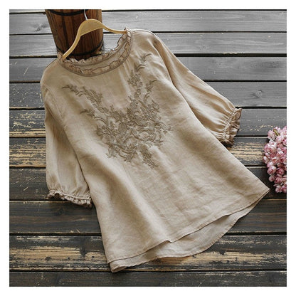 Breathable Thin Oversized Plus Size Loose Embroidered T-Shirt