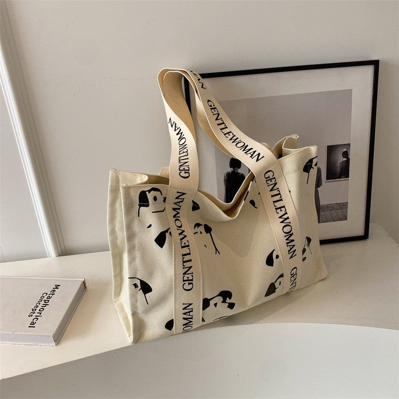 Chic Canvas Tote Bag Featuring Bold Letter Print