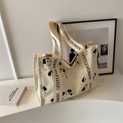 Chic Canvas Tote Bag Featuring Bold Letter Print