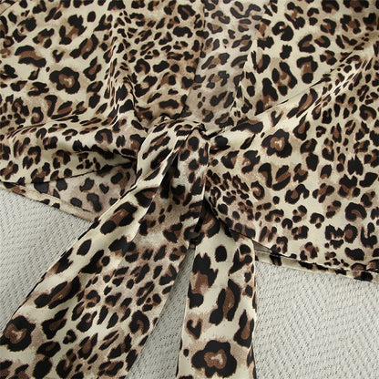 Leopard Print Relaxed-Fit Long Sleeve Lounge Set
