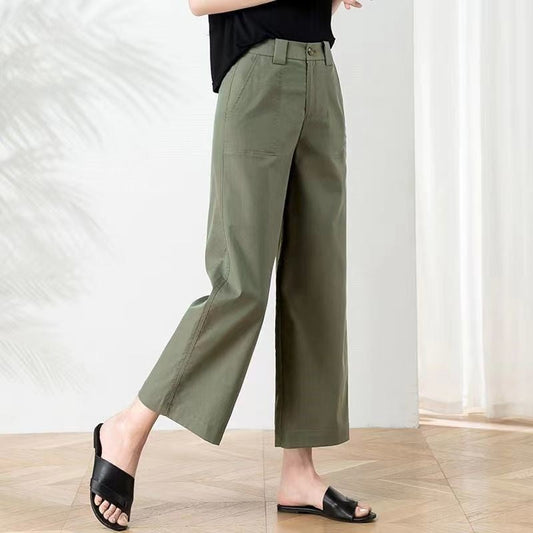 High-Rise Relaxed Fit Cropped Straight-Leg Pants