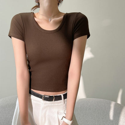 Fitted Short-Sleeve Round Neck Shirt