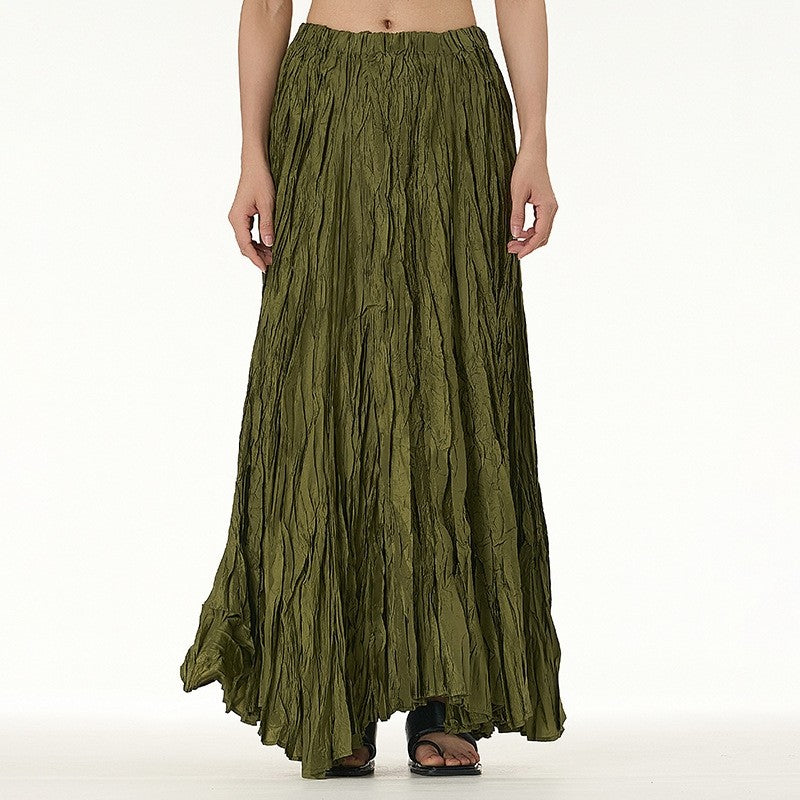 Solid Color Draped Ruched Skirt