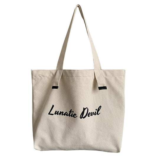Minimalist Letter Print Canvas Shoulder Bag
