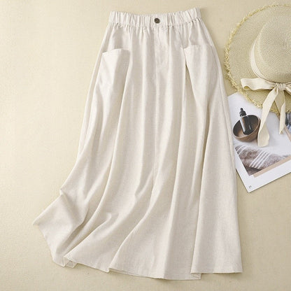 Elastic Waist A-Line Midi Skirt for a Slimming Look