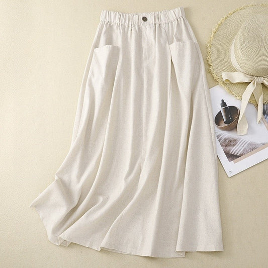 Elastic Waist A-Line Midi Skirt for a Slimming Look