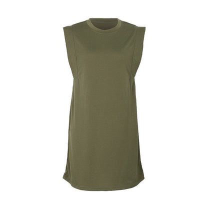 Sleeveless Loose Fit Solid Color T-Shirt Dress