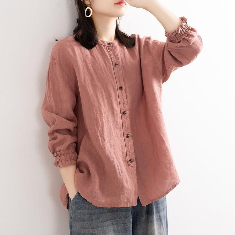 Sure! Here is an optimized title for your clothing product:

"Relaxed Fit Linen and Cotton Shirt Jacket