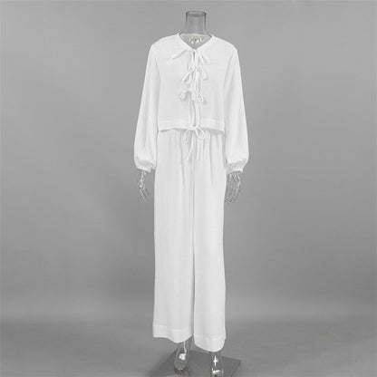 Long Sleeve Long Pants Pajama Set with Matching Belt