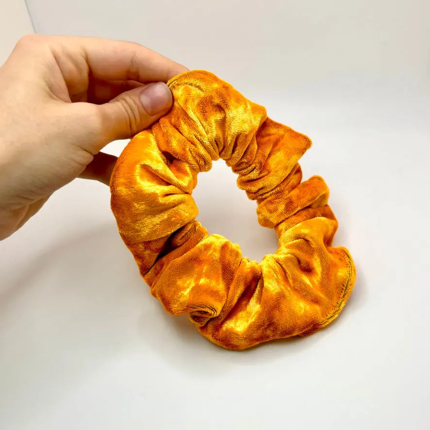 Mini Orange Crushed Velvet Scrunchie
