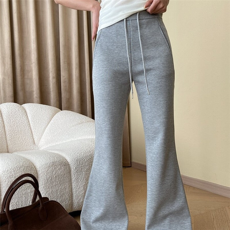 High-Waisted Flared Pants with Velvet-Lined Interior