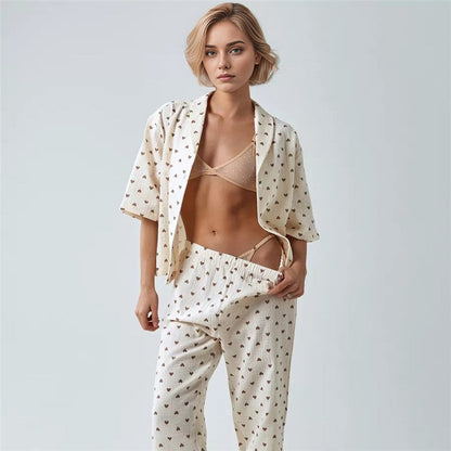 Patterned Long-Sleeve Lounge Pants Pajama Ensemble