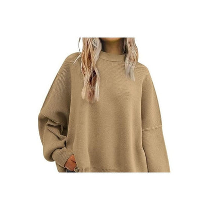 Sure! Here is an optimized title for your clothing product in English:

"Cozy Round Neck Batwing Sleeve Knit Swe