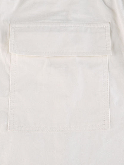 Loose Wide Leg Drawstring Pockets Solid Color Split-Joint Pants Trousers