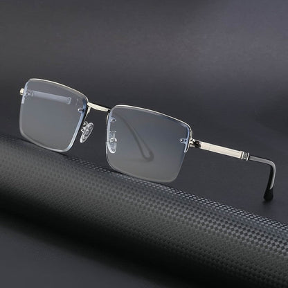 Fashion Half-Frame Diamond Cut Edge Sunglasses
