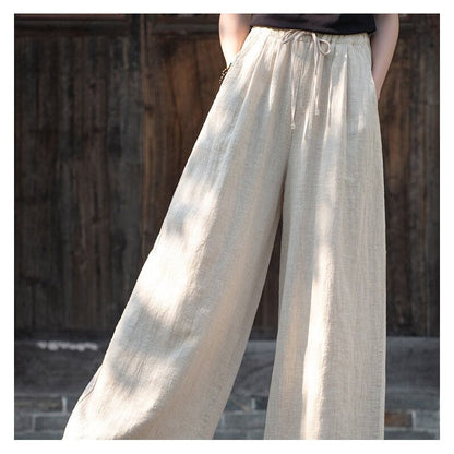 Elegant Tie-Waist Wide-Leg Pants in Solid Color