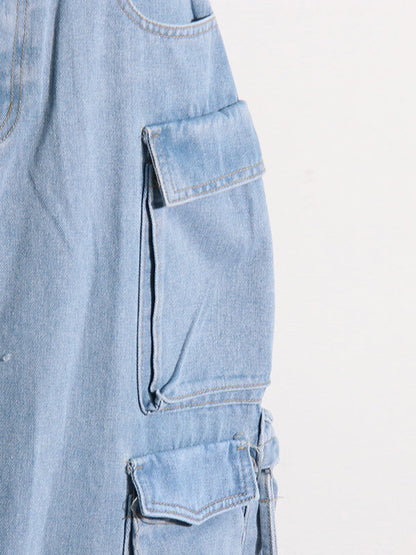 High Waisted Loose Buckle Split-Back Split-Joint Streamer Zipper Skirts