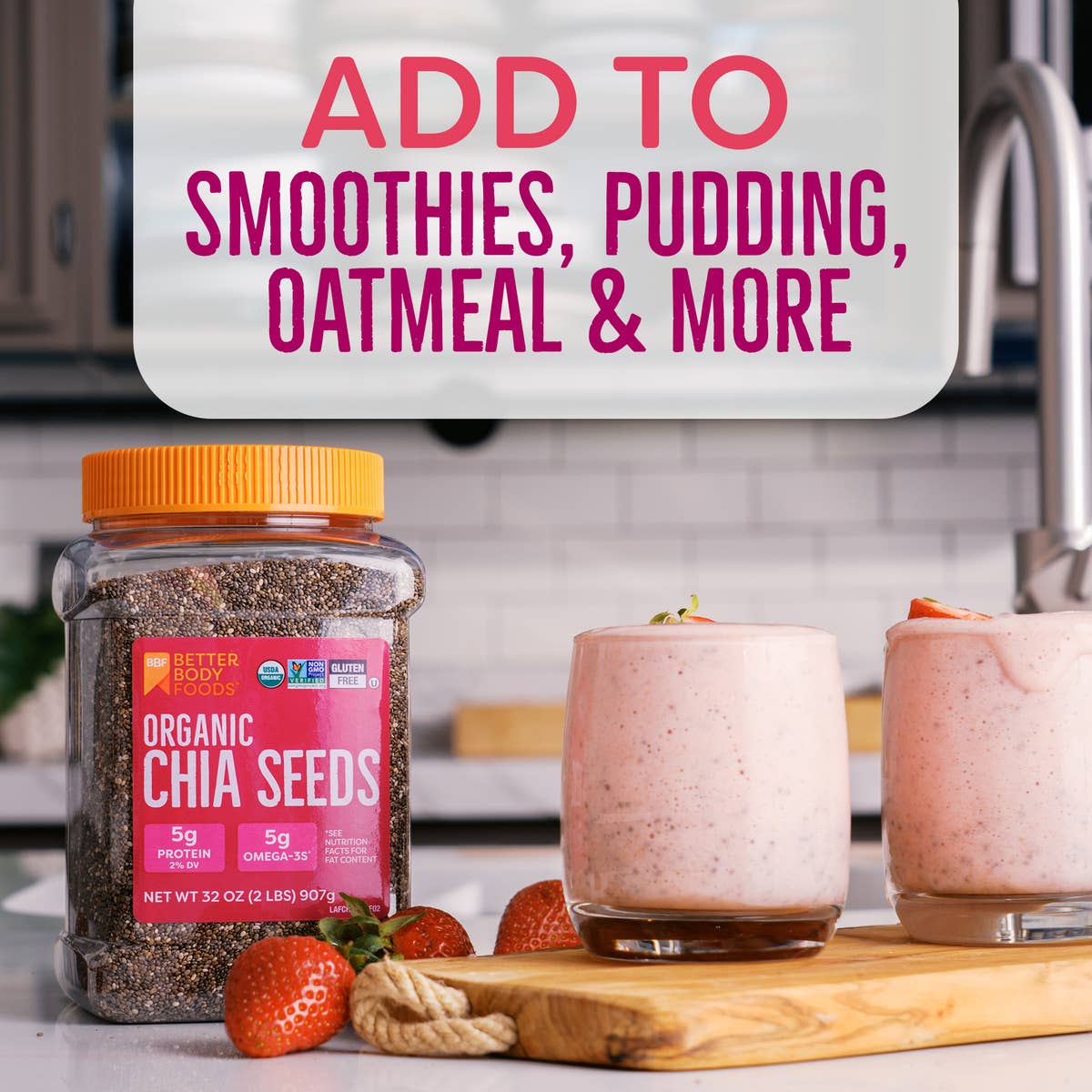 BetterBody Foods Organic Chia Seeds 2 lbs, 32 Oz