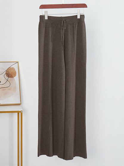 Urban Loose Wide Leg Drawstring Solid Color Pants