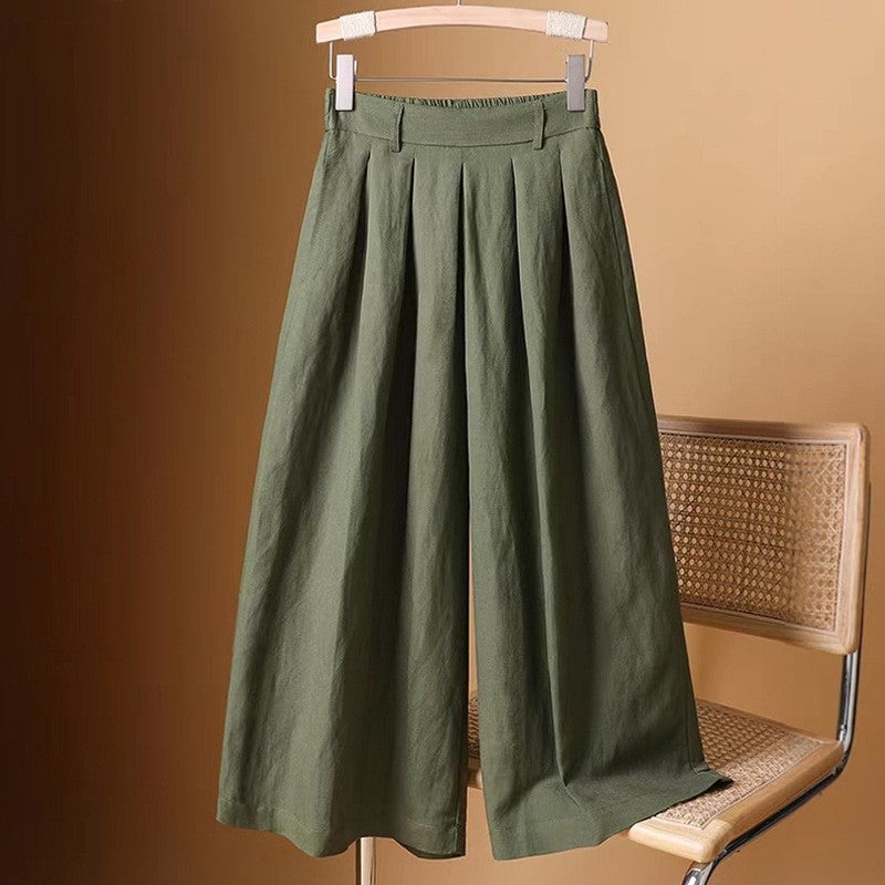 Sleek High-Waisted Wide-Leg Cropped Trousers