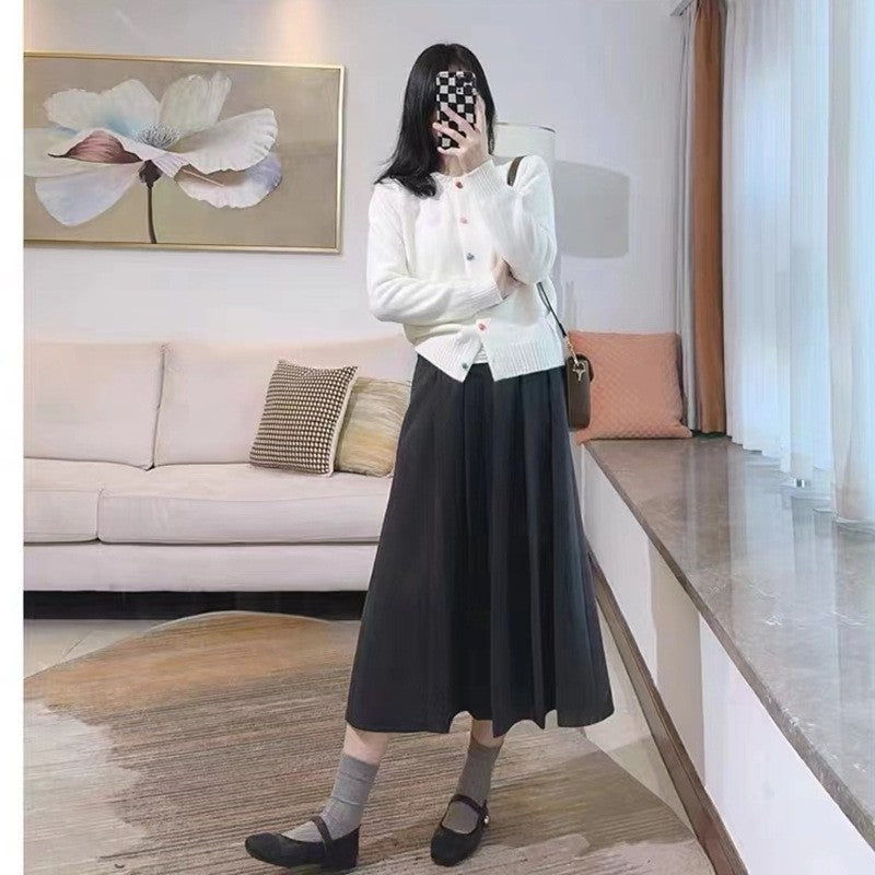 Solid Color Long Sleeve Single Breasted Knitted Cardigan Sweater