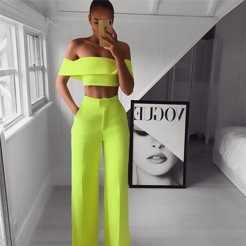 One-Shoulder Jumpsuit with Wide Leg Pants