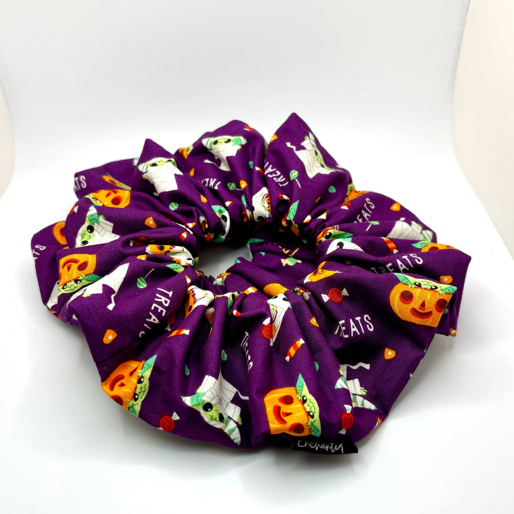 Purple Baby Yoda Halloween Scrunchie