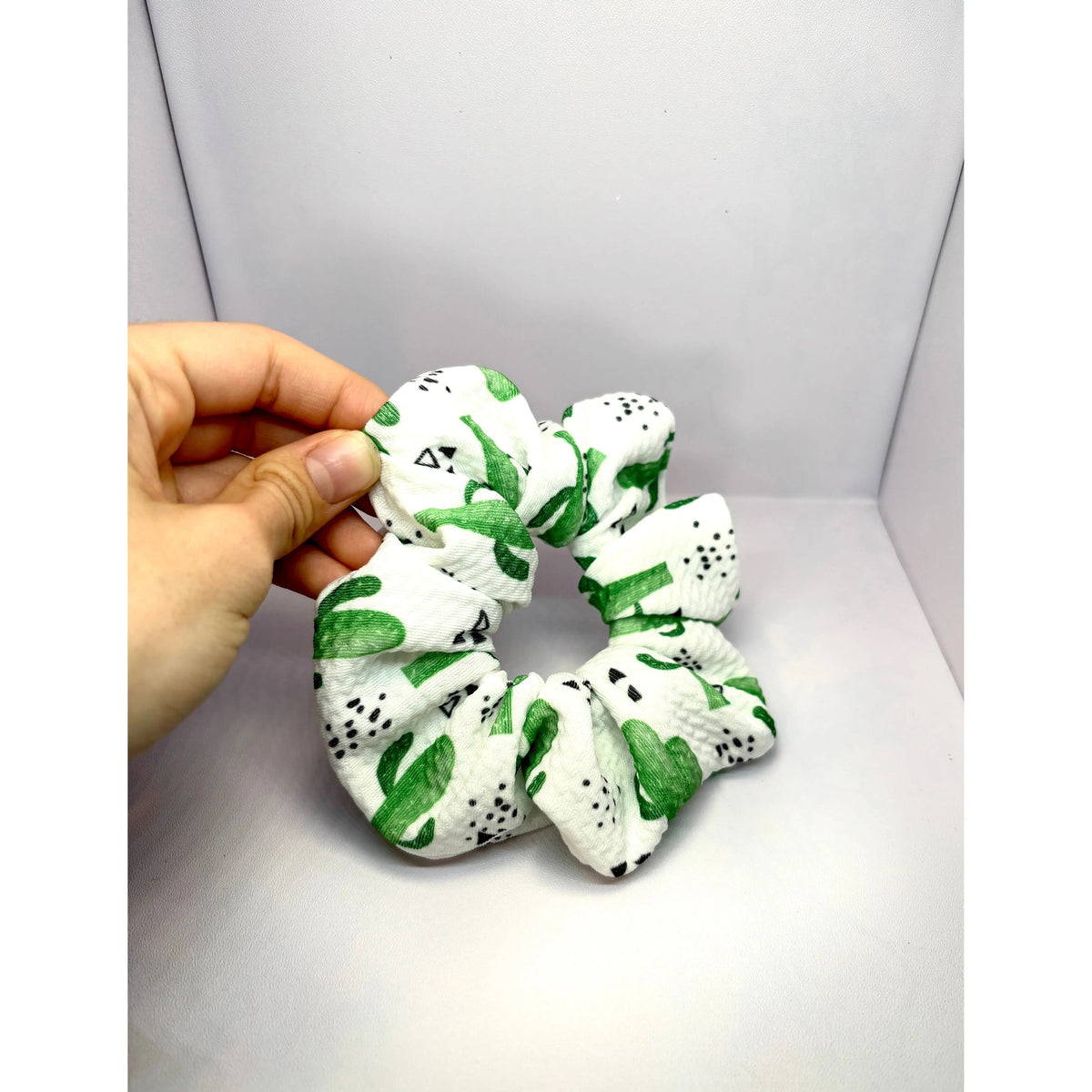 Mini White Cactus Scrunchie